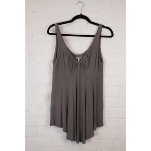 Metro 7 Womens Storm Gray Sleeveless V-Neck High Low Sharkbite Tank Top Medium